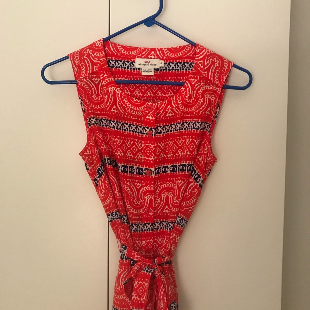 Vineyard Vines button-down dress with a tie waist